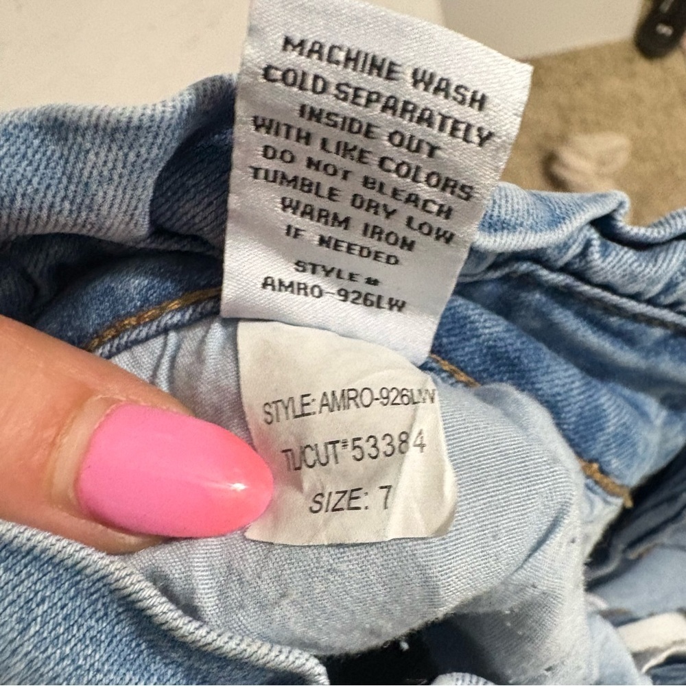 Ashley Mason Light Blue Denim Jeans Paperbag High Rise Skinny Raw Hem Sz 7 - Picture 12 of 14